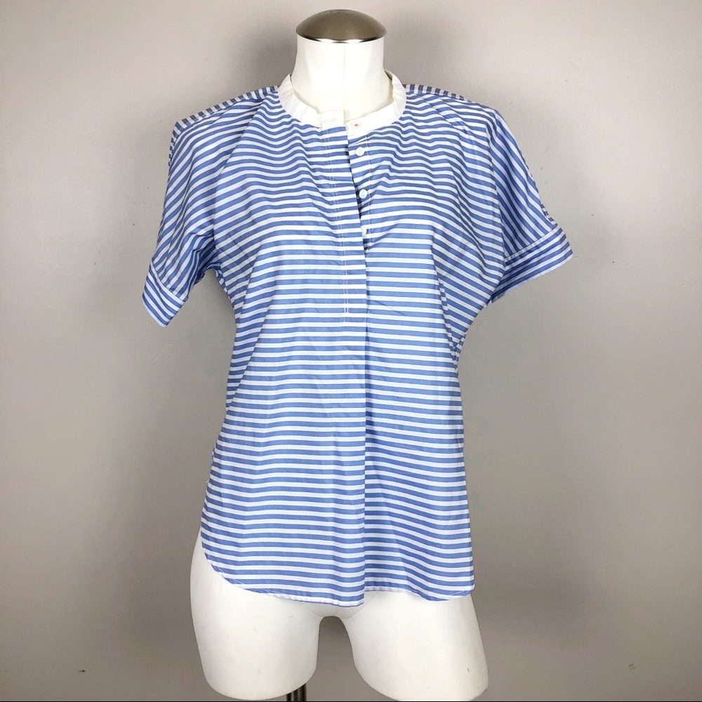 J. Crew Oversized Striped Short Sleeve Blouse
